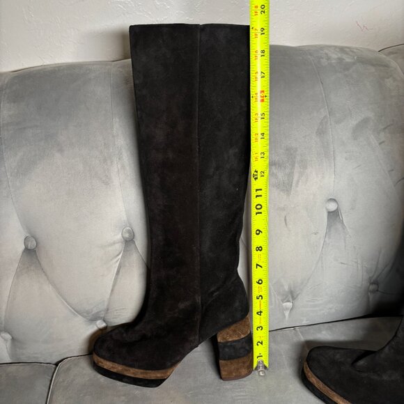 Tory Burch Black Suede Leather Platform Tall Boots – Women’s Size 7.5 - Picture 12 of 15